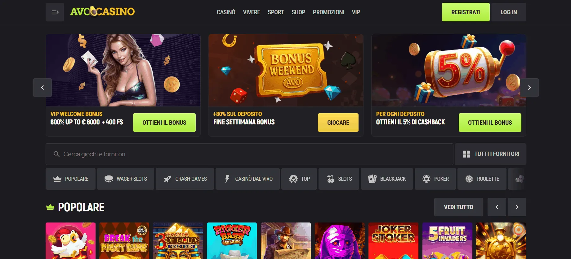 Pagina iniziale AvoCasino Casino